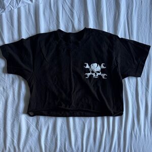 The Drive Clothing, black crop top. Nobody Cares, Work Harder